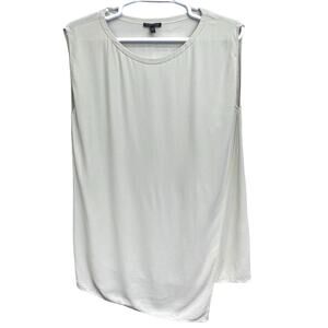 Eileen Fisher Sleeveless Silk Tunic Top Cream Asymmetrical Boxy Oversized Size S